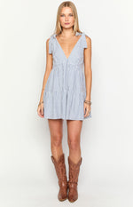 Angel Girl Blue Stripe Mini Dress Image