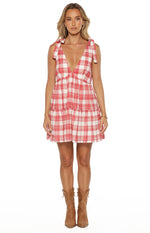 Angel Girl Red Plaid Print Mini Dress Image