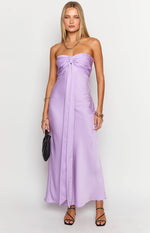 Ariella Lilac Satin Strapless Maxi Dress Image