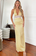 Arli Yellow Lace Maxi Dress Image
