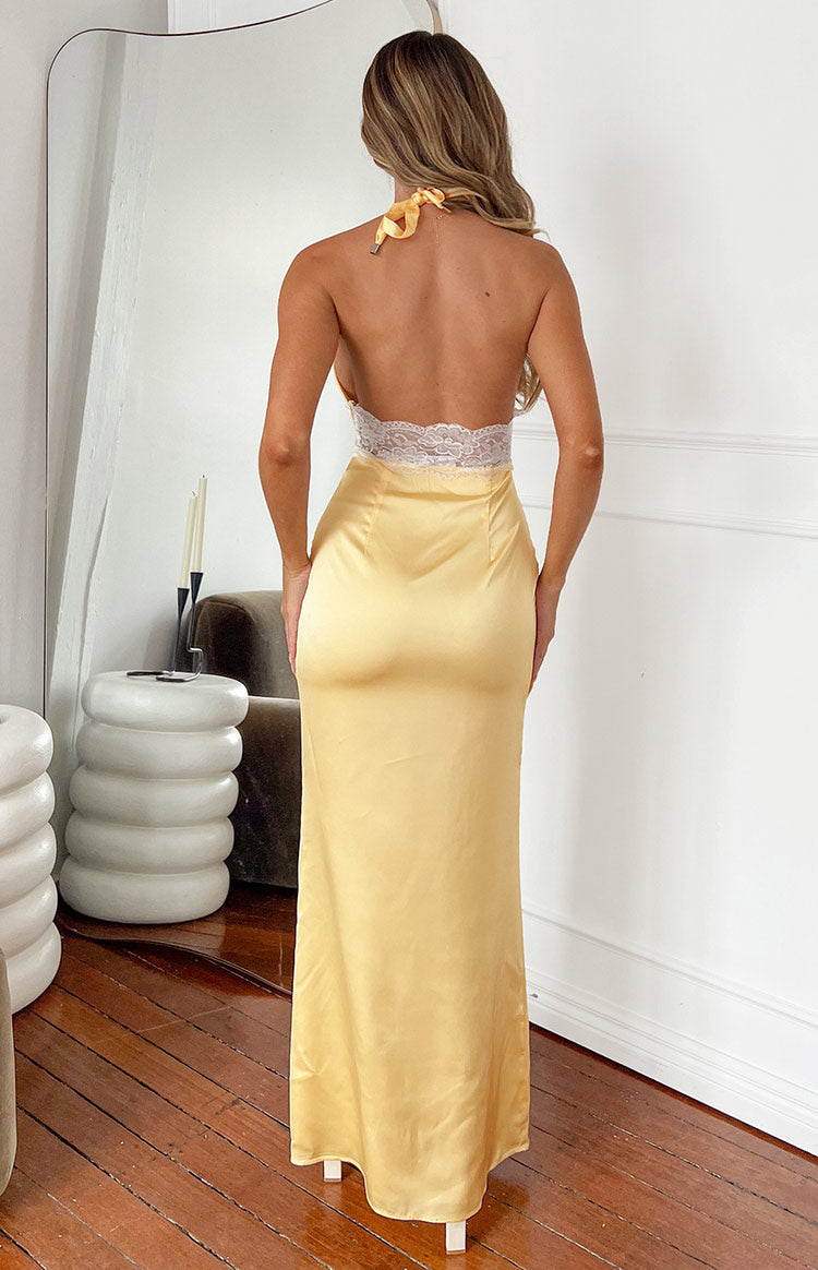 Arli Yellow Lace Maxi Dress Image