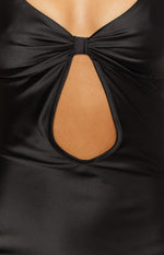 Attina Black Satin Maxi Dress Image