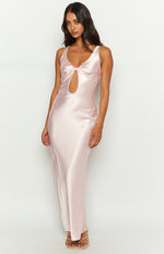 Attina Pink Satin Maxi Dress Image