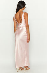Attina Pink Satin Maxi Dress Image