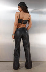 Austin Black PU Leather Lace Up Pants Image