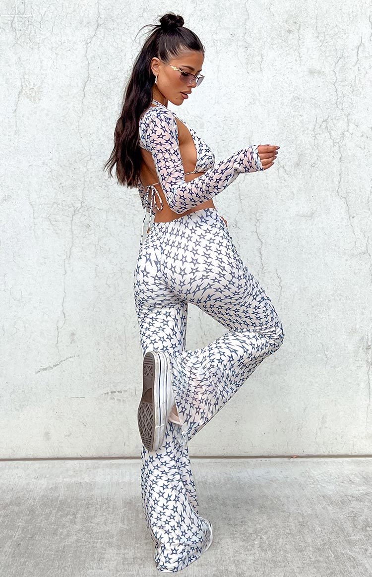 Avalon Star Print Mesh Mid Rise Pants Image