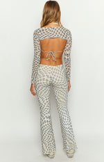 Avalon Star Print Mesh Mid Rise Pants Image