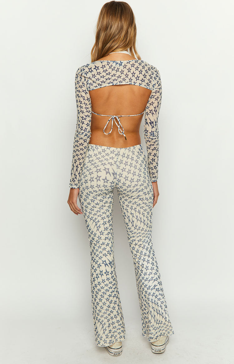Avalon Star Print Mesh Mid Rise Pants Image