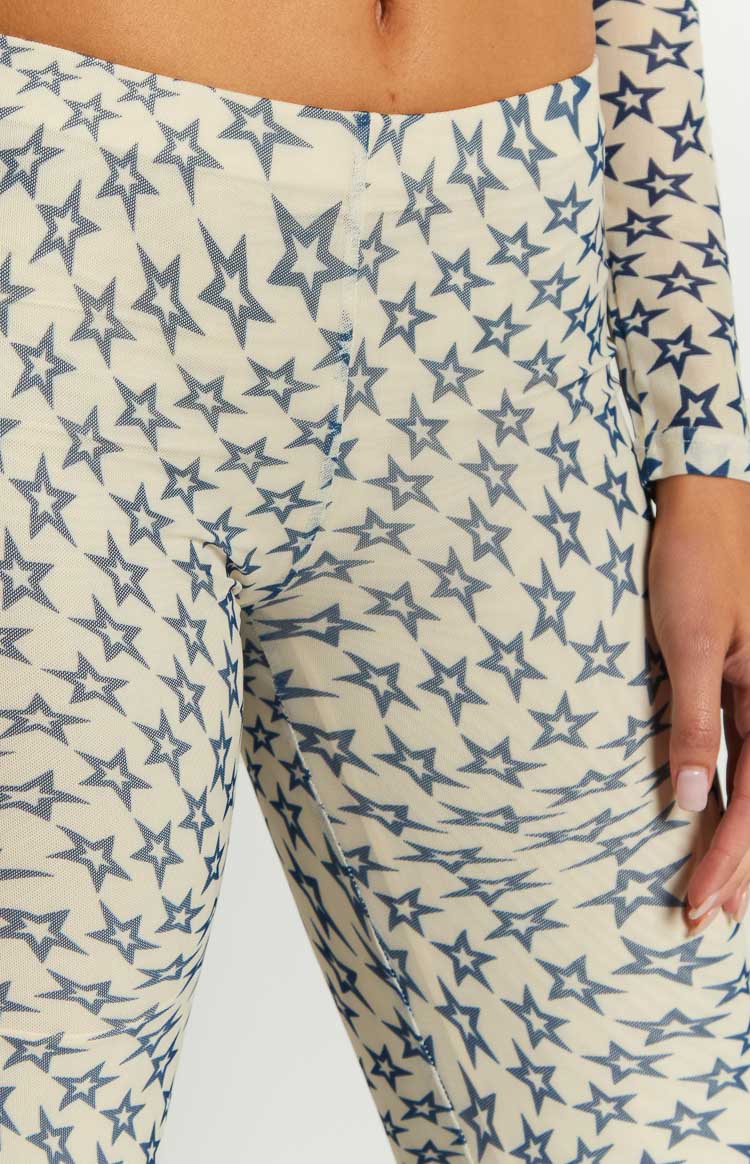 Avalon Star Print Mesh Mid Rise Pants Image