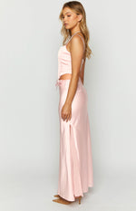 Azriel Pink Satin Bow Maxi Skirt Image