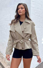Azura Grey Cropped Trench Coat Image