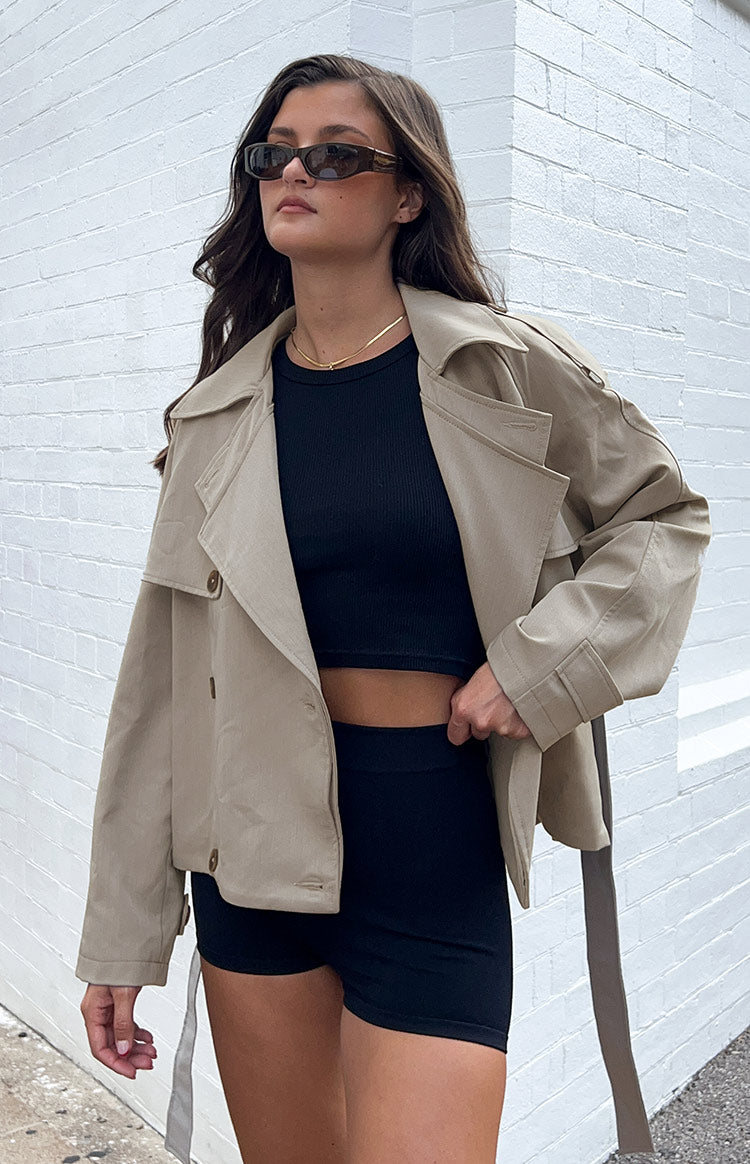 Azura Grey Cropped Trench Coat Image