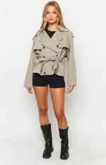 Azura Grey Cropped Trench Coat Image