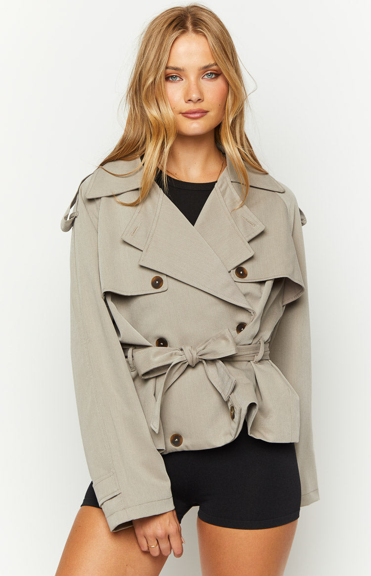 Azura Grey Cropped Trench Coat Image