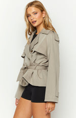 Azura Grey Cropped Trench Coat Image