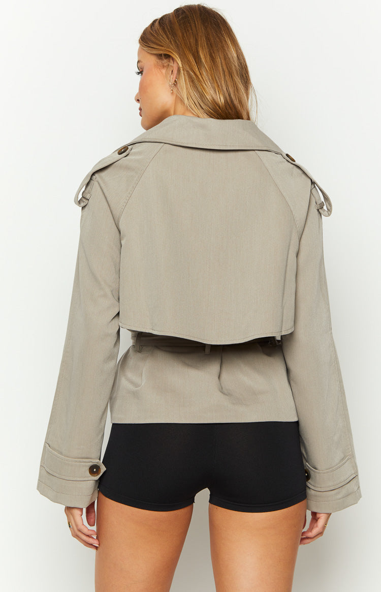 Azura Grey Cropped Trench Coat Image