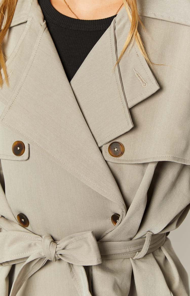 Azura Grey Cropped Trench Coat Image