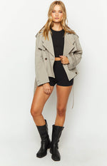 Azura Grey Cropped Trench Coat Image