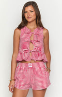 Baxter Red Gingham Top