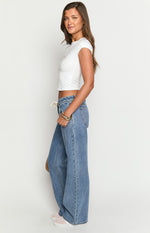Beau Mid Wash Tie Waist Denim Jeans Image