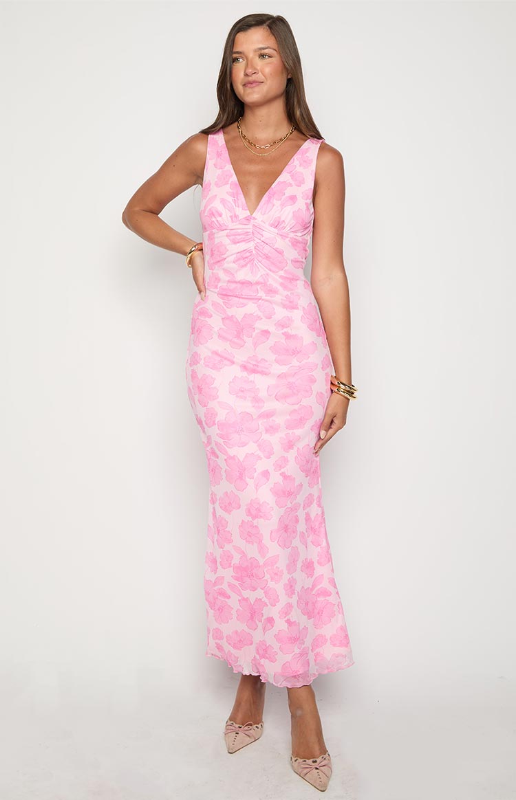 Beck Pink Floral Maxi Dress Image