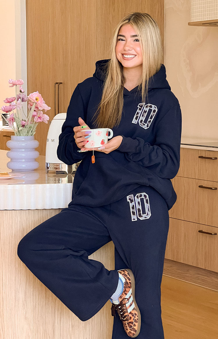 Beginning Navy Leopard Star Hoodie Image