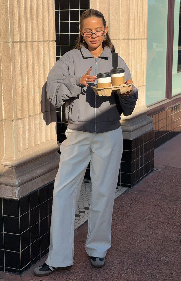 Benson Grey Puff Bomber Jacket Image