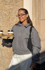 Benson Grey Puff Bomber Jacket Image