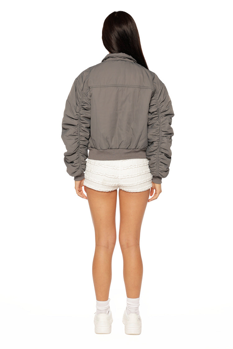 Benson Grey Puff Bomber Jacket Image