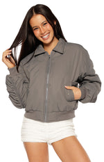 Benson Grey Puff Bomber Jacket Image