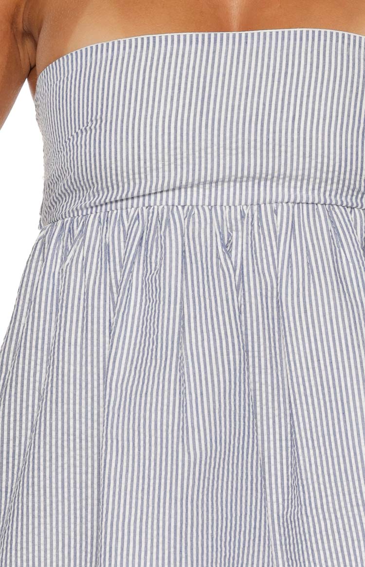 Berrie Blue Stripe Strapless Mini Dress Image
