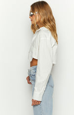 Bestie White Button Up Crop Shirt Image