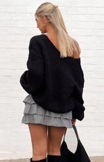 Betsy Black Gingham Ruffle Mini Skirt Image