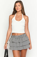 Betsy Black Gingham Ruffle Mini Skirt Image