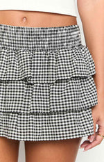 Betsy Black Gingham Ruffle Mini Skirt Image