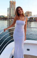 Beginning Boutique Beverley Lilac Mesh Maxi Dress lilac mesh bodycon maxi with low scoop back and criss-cross tie straps