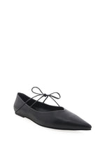 Beginning Boutique Billini Haruna Black Ballet Flats black pointed toe ballet flats with delicate lace-up ankle ties