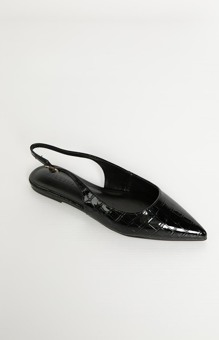 Billini Henna Black Patent Croc Mule Image