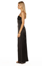 Blaise Black Satin Maxi Dress Image