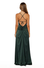 Blaise Emerald Satin Maxi Dress Image