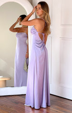 Blaise Lilac Satin Maxi Dress Image