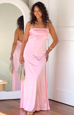 Blaise Pink Satin Maxi Dress Image