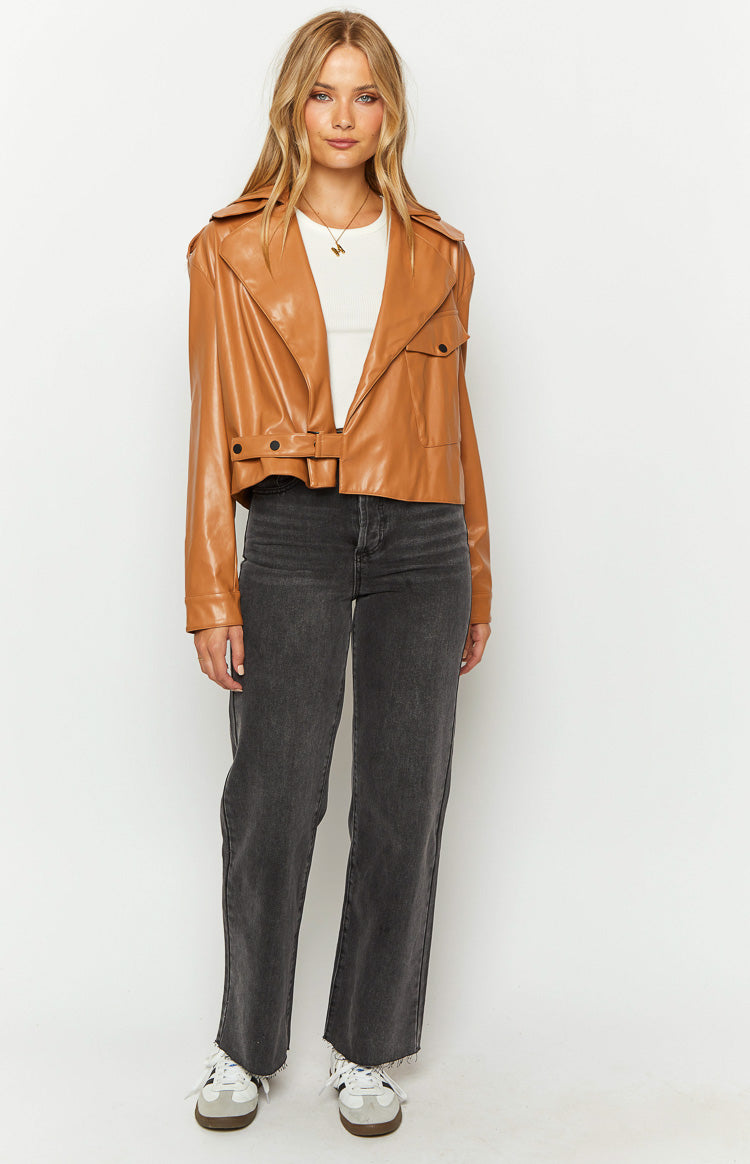 Blaze Bolt Tan PU Leather Jacket Image