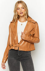 Blaze Bolt Tan PU Leather Jacket Image