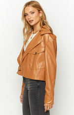 Blaze Bolt Tan PU Leather Jacket Image