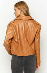 Blaze Bolt Tan PU Leather Jacket Image