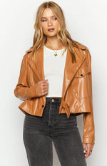 Blaze Bolt Tan PU Leather Jacket Image