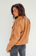 Blaze Bolt Tan PU Leather Jacket Image