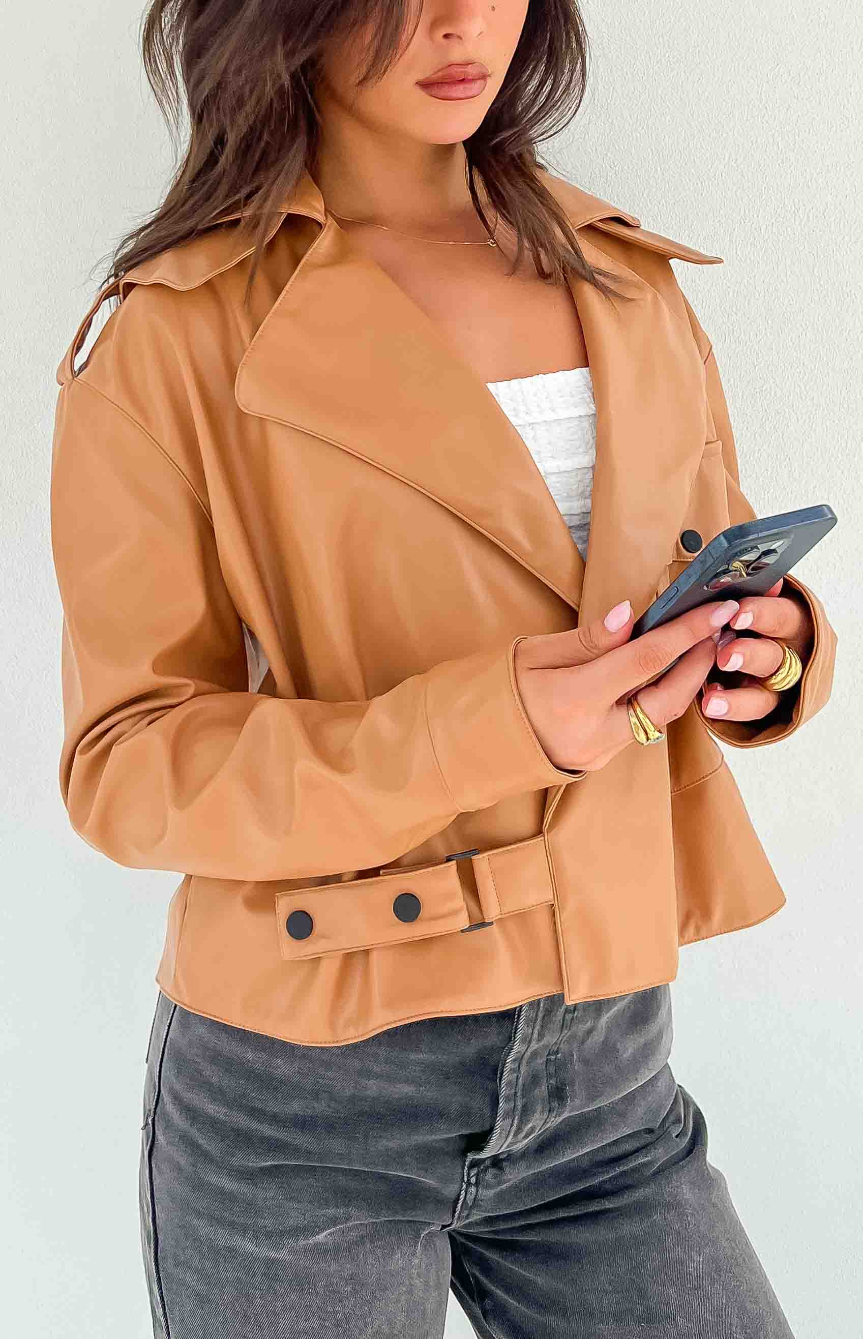 Blaze Bolt Tan PU Leather Jacket Image