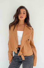 Blaze Bolt Tan PU Leather Jacket Image